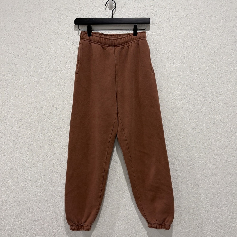 TNA Aritzia Cozy Fleece Mega Sweatpants Joggers Brown Rust Color Size XXS